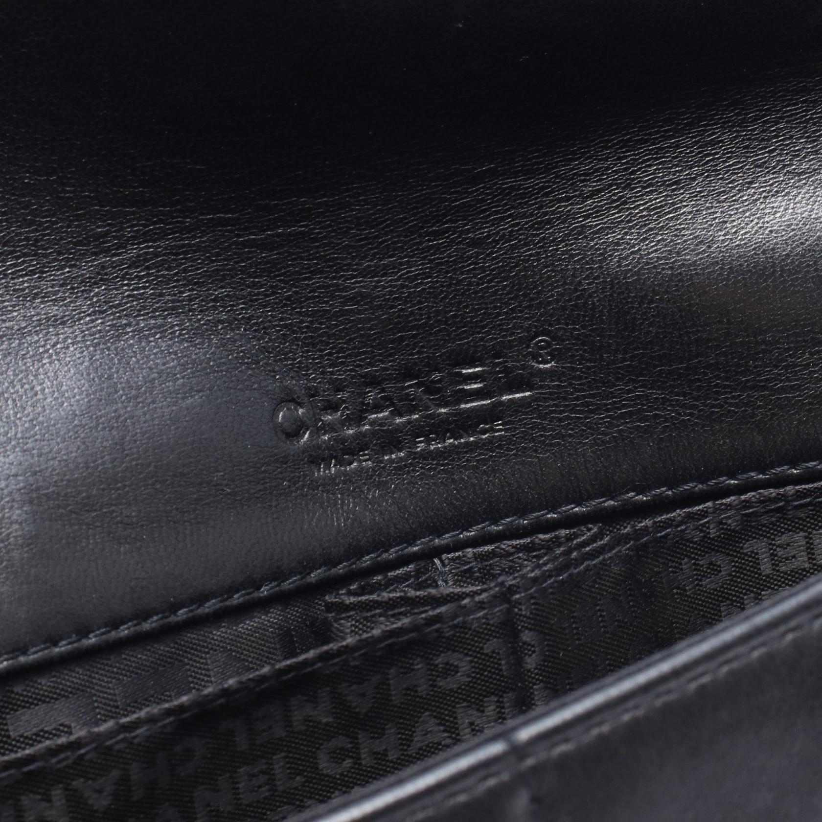 チョコバー チェーンショルダーバッグ ラムスキン ブラック シルバー金具 シャネル バッグ CHANEL