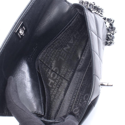 チョコバー チェーンショルダーバッグ ラムスキン ブラック シルバー金具 シャネル バッグ CHANEL
