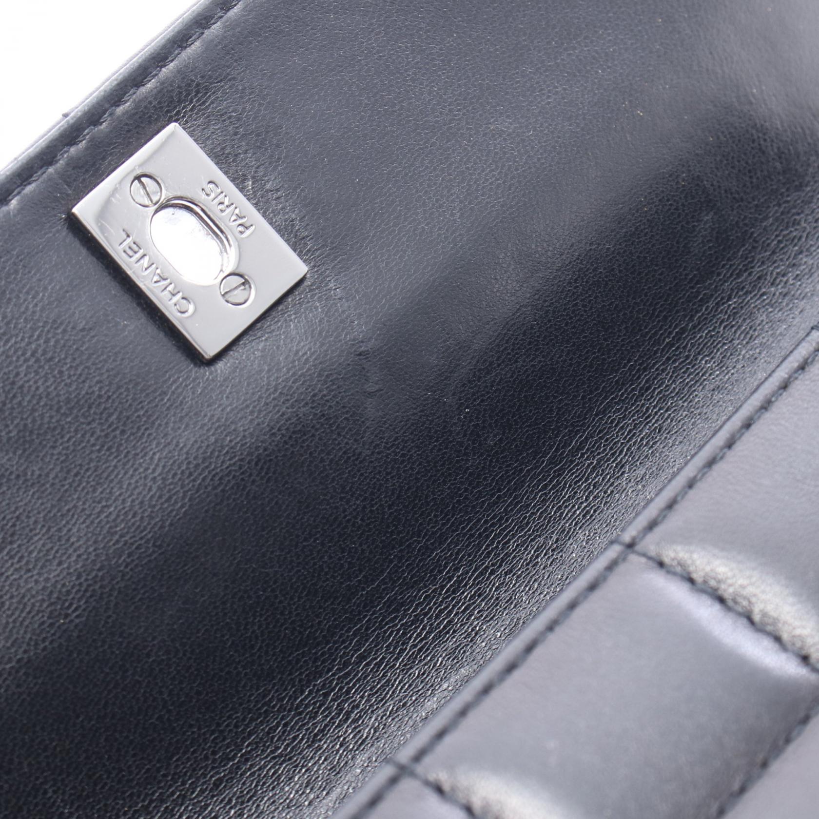 チョコバー チェーンショルダーバッグ ラムスキン ブラック シルバー金具 シャネル バッグ CHANEL