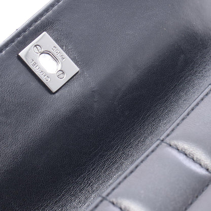 チョコバー チェーンショルダーバッグ ラムスキン ブラック シルバー金具 シャネル バッグ CHANEL