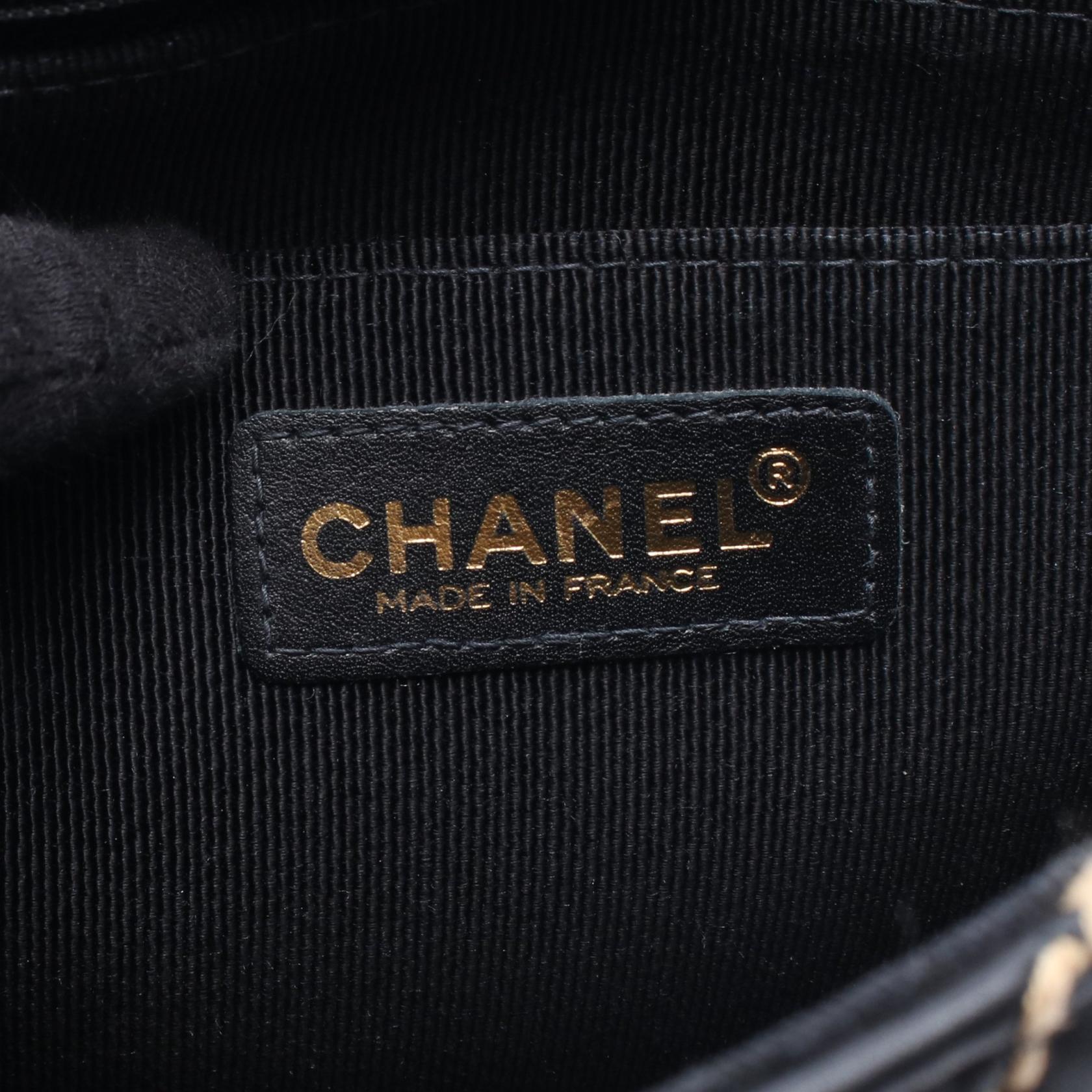 ワイルドステッチ Wチェーンショルダーバッグ レザー ブラック ゴールド金具 シャネル バッグ CHANEL