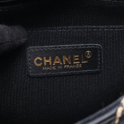ワイルドステッチ Wチェーンショルダーバッグ レザー ブラック ゴールド金具 シャネル バッグ CHANEL