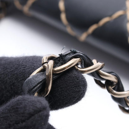 ワイルドステッチ Wチェーンショルダーバッグ レザー ブラック ゴールド金具 シャネル バッグ CHANEL