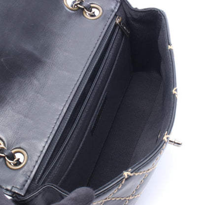 ワイルドステッチ Wチェーンショルダーバッグ レザー ブラック ゴールド金具 シャネル バッグ CHANEL