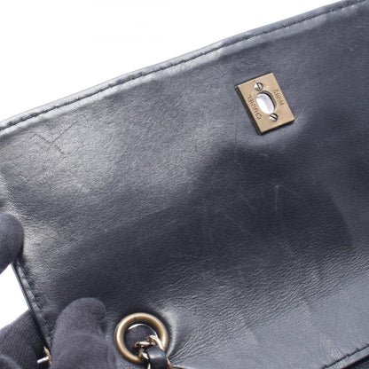 ワイルドステッチ Wチェーンショルダーバッグ レザー ブラック ゴールド金具 シャネル バッグ CHANEL