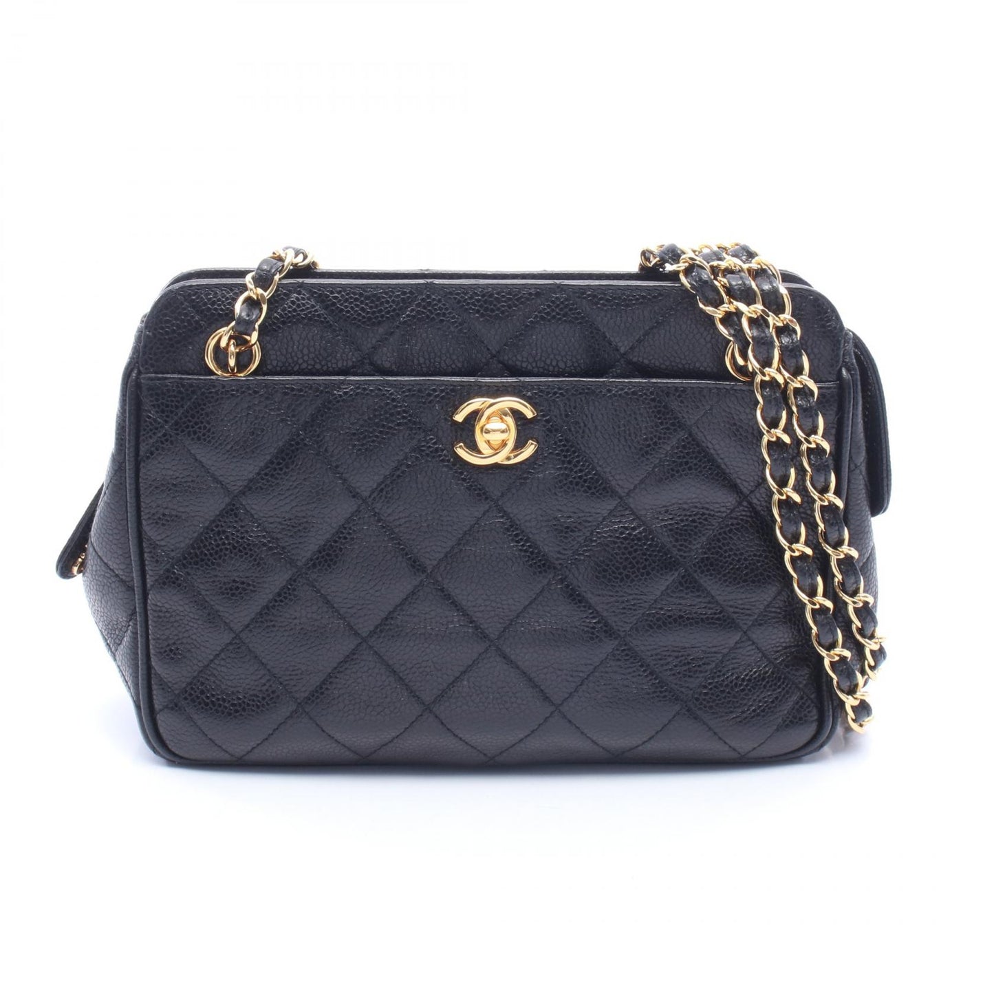 マトラッセ チェーンショルダー チェーンショルダーバッグ キャビアスキン ブラック ゴールド金具 シャネル バッグ CHANEL