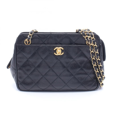 マトラッセ チェーンショルダー チェーンショルダーバッグ キャビアスキン ブラック ゴールド金具 シャネル バッグ CHANEL