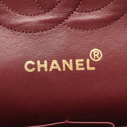 シェブロン Vステッチ Wフラップ Wチェーンショルダーバッグ ラムスキン ブラック ゴールド金具 シャネル バッグ CHANEL