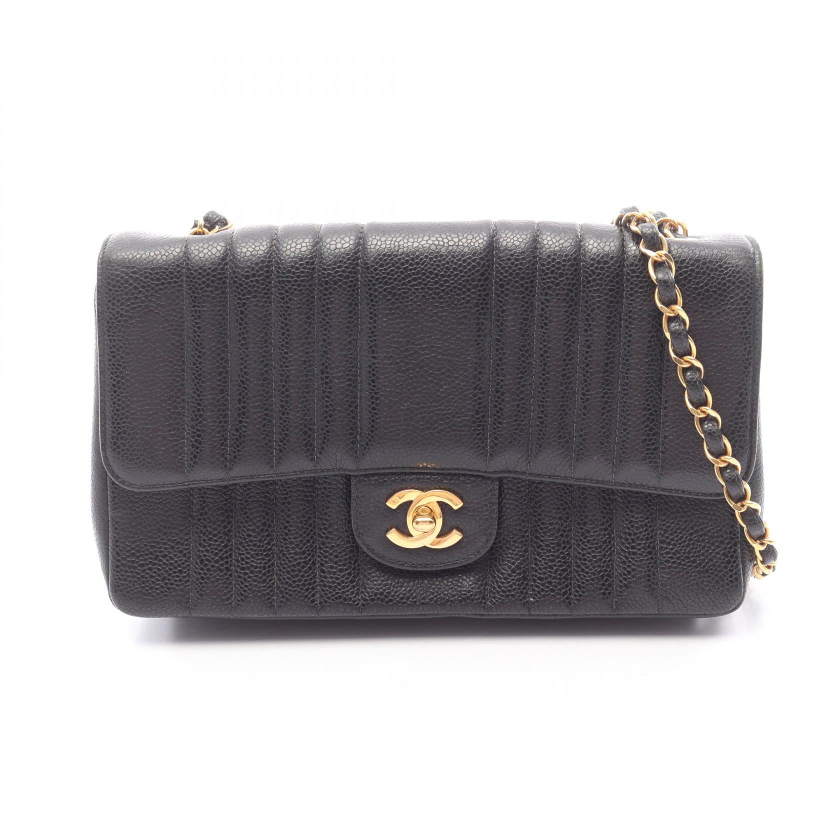 マドモアゼル チェーンショルダーバッグ キャビアスキン ブラック ゴールド金具 シャネル バッグ CHANEL
