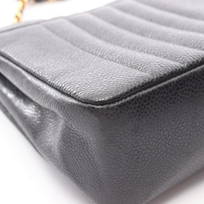 マドモアゼル チェーンショルダーバッグ キャビアスキン ブラック ゴールド金具 シャネル バッグ CHANEL