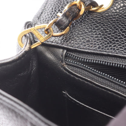 マドモアゼル チェーンショルダーバッグ キャビアスキン ブラック ゴールド金具 シャネル バッグ CHANEL