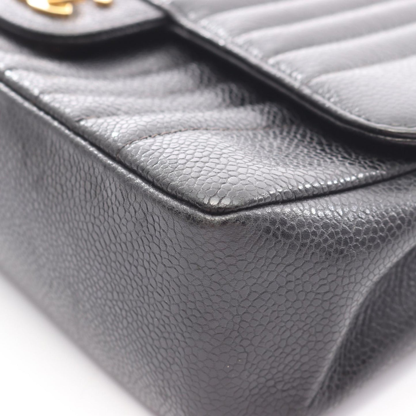 マドモアゼル チェーンショルダーバッグ キャビアスキン ブラック ゴールド金具 シャネル バッグ CHANEL