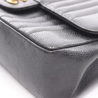 マドモアゼル チェーンショルダーバッグ キャビアスキン ブラック ゴールド金具 シャネル バッグ CHANEL