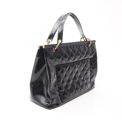 マトラッセ ハンドバッグ トートバッグ エナメルレザー ブラック ゴールド金具 シャネル バッグ CHANEL