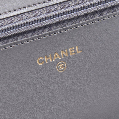 ボーイシャネル マトラッセ チェーンウォレット キャビアスキン グレー ゴールド金具 シャネル バッグ CHANEL
