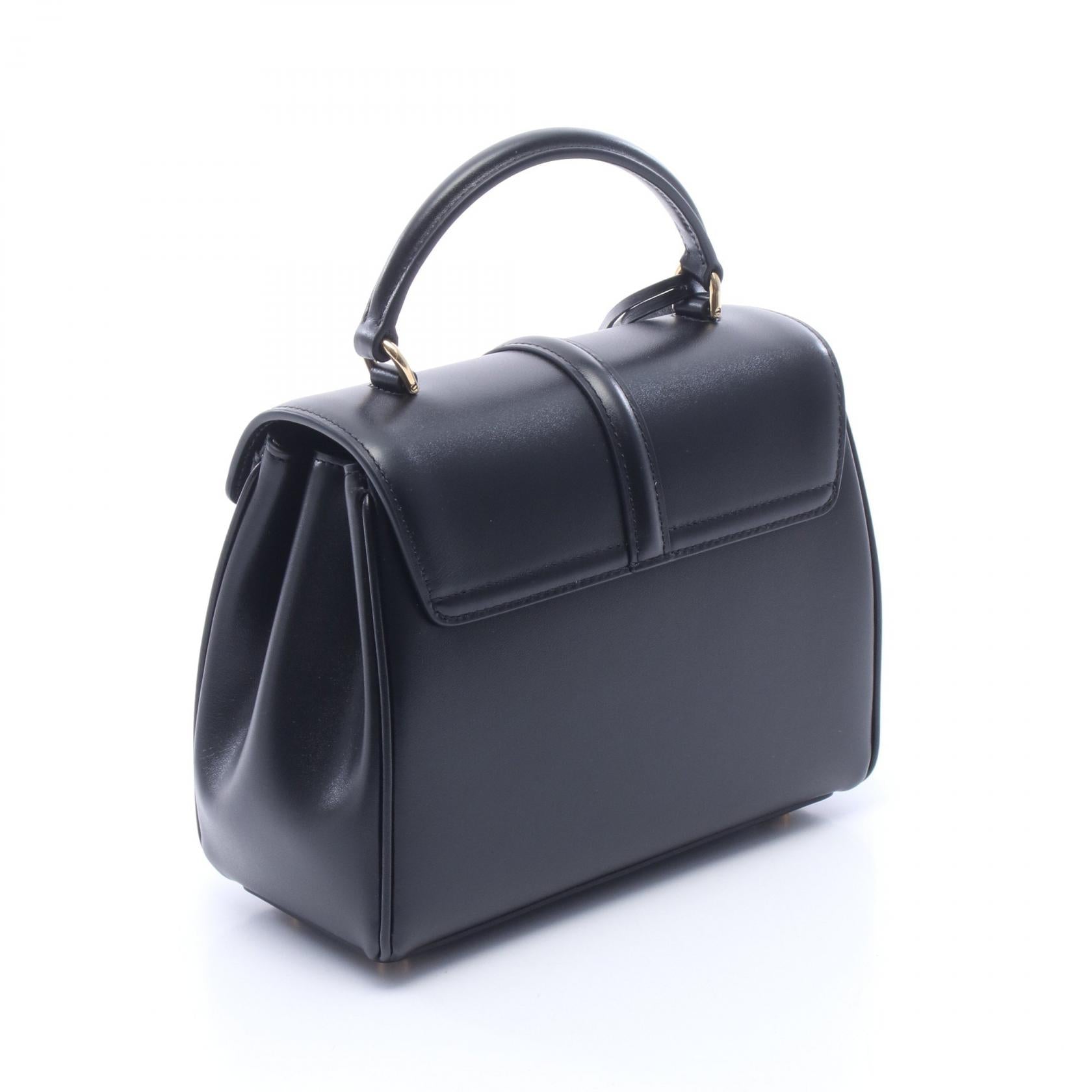 セリーヌ（CELINE） ブラックレザー花装飾ミニハンドバッグ CELINE セリーヌ ミニ レザー ハンドバッグ ブラック 【公式通販】