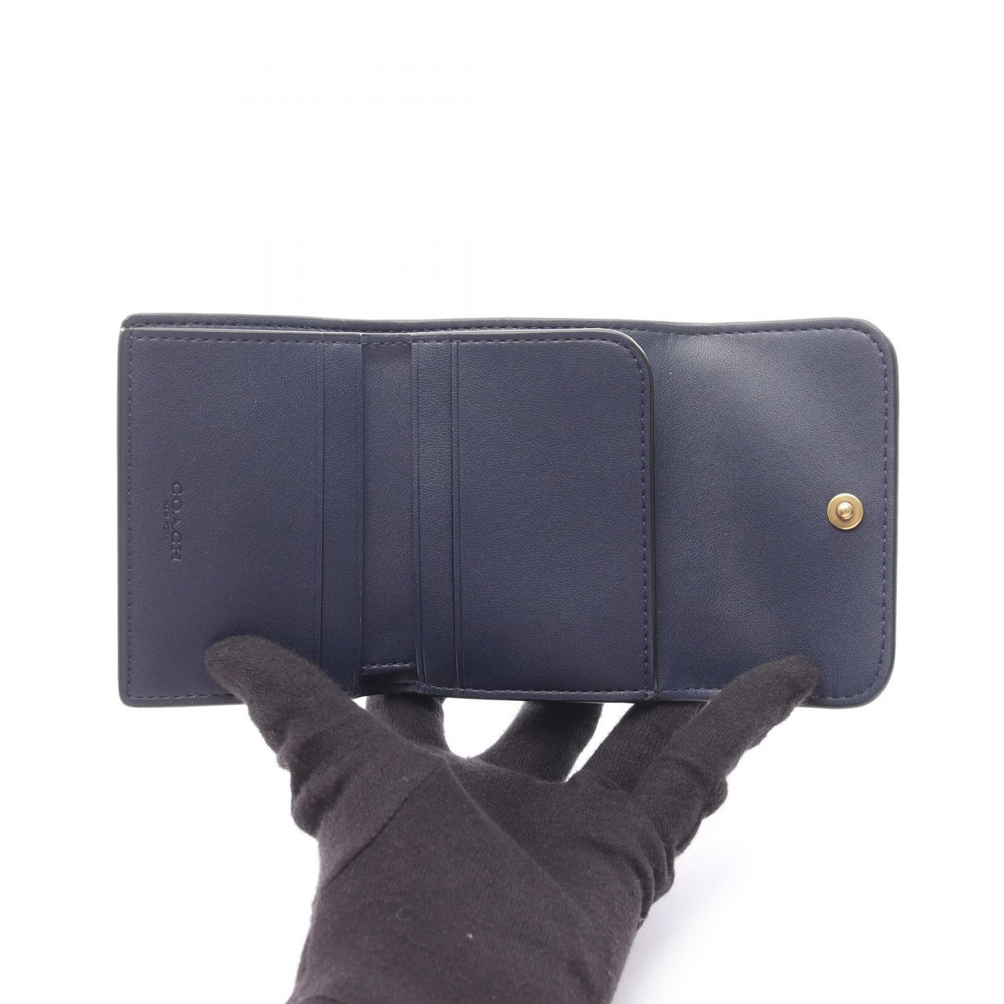 ESSENTIAL CARD HOLDER WALLET 三つ折り財布 レザー ネイビー コーチ 財布・小物 COACH