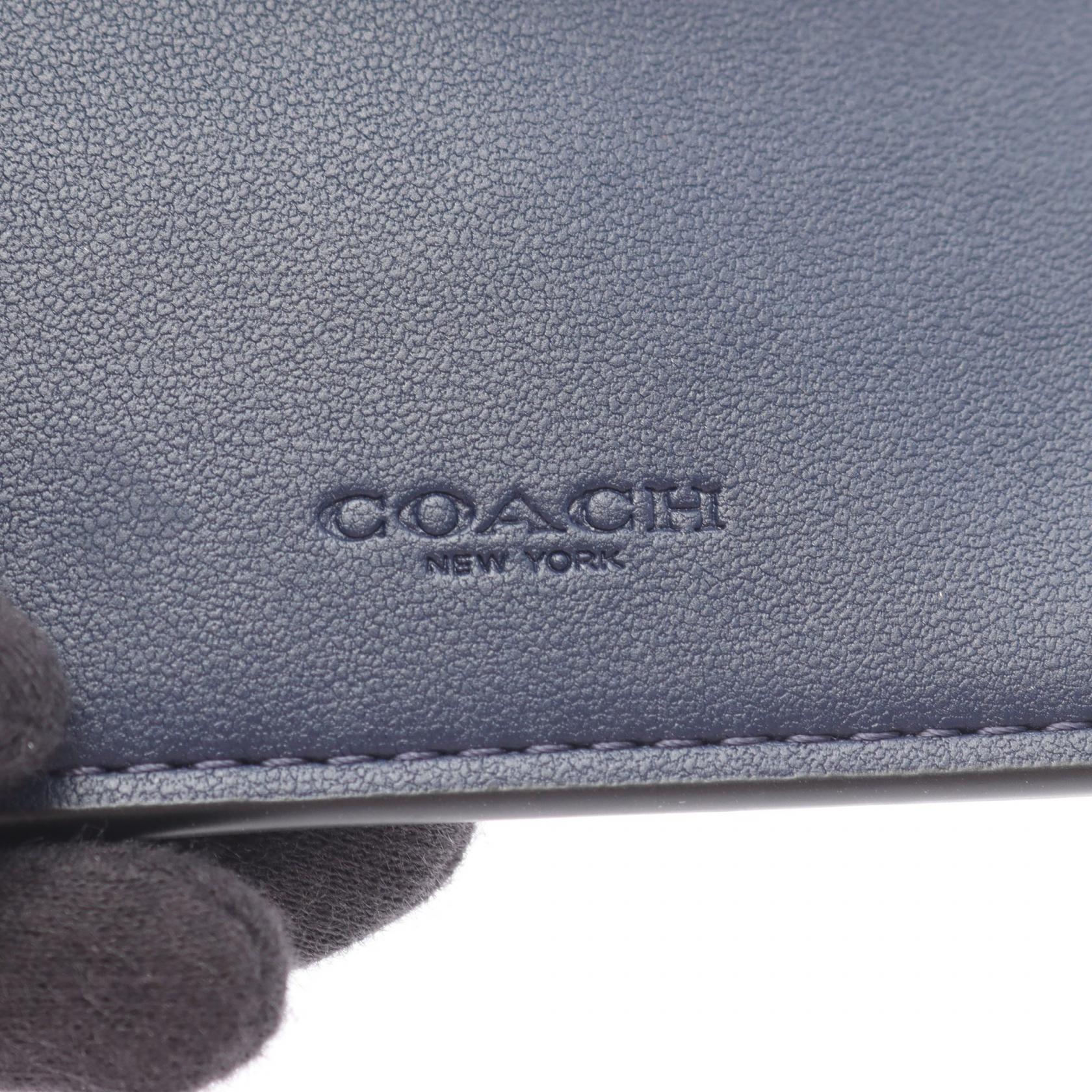 ESSENTIAL CARD HOLDER WALLET 三つ折り財布 レザー ネイビー コーチ 財布・小物 COACH