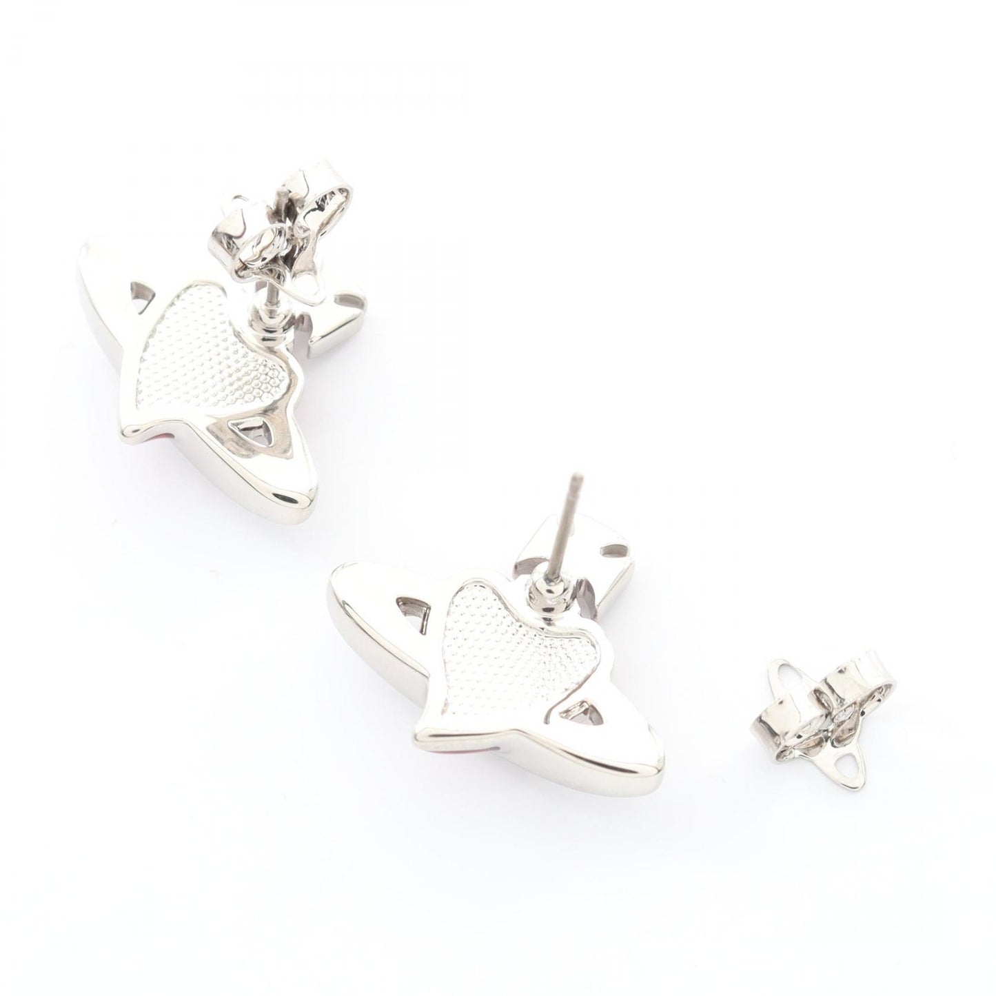NEW DIAMANTE HEART ピアス ステンレススチール ラインストーン シルバー レッド クリア ヴィヴィアンウエストウッド アクセサリー Vivienne Westwood