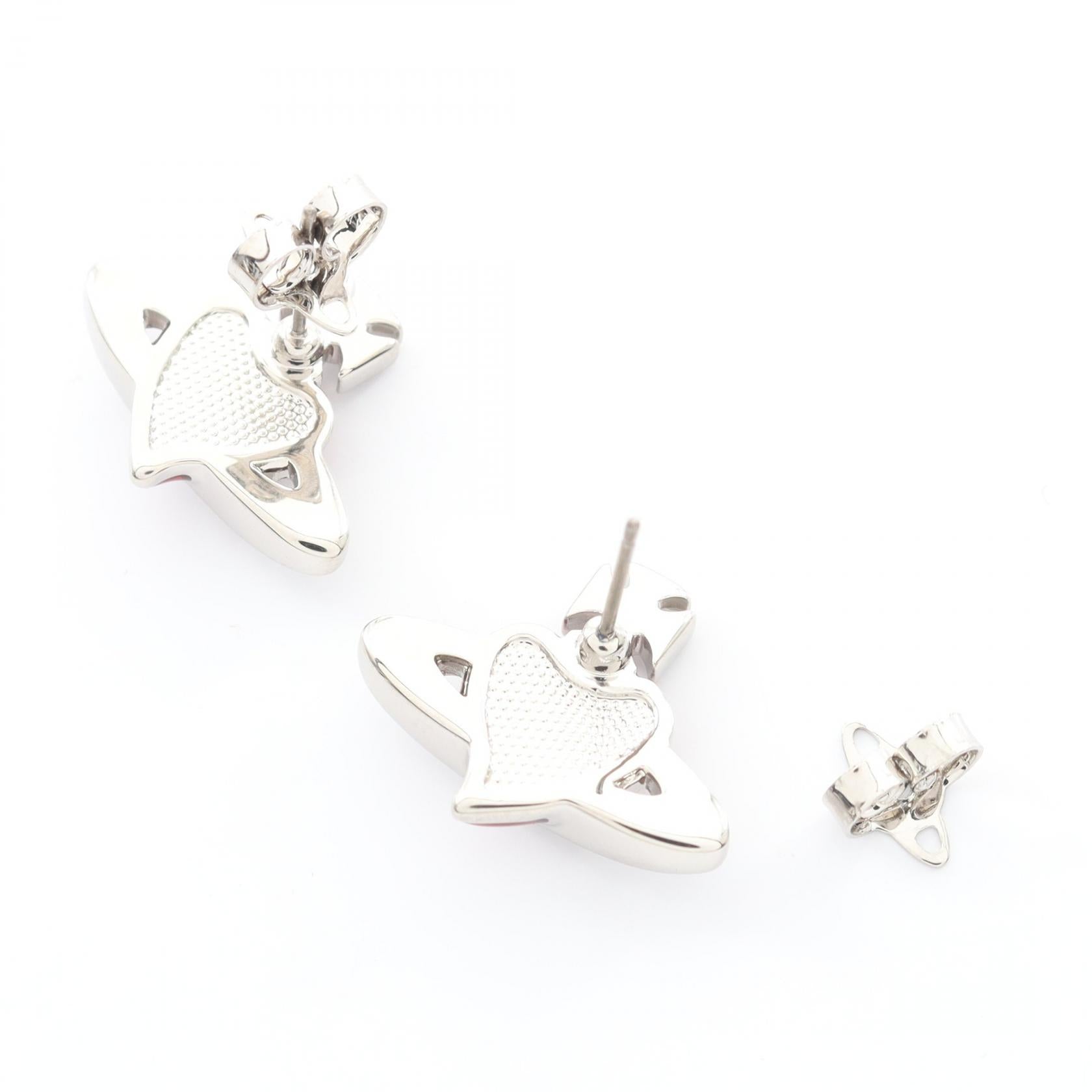 NEW DIAMANTE HEART ピアス ステンレススチール ラインストーン シルバー レッド クリア ヴィヴィアンウエストウッド アクセサリー Vivienne Westwood
