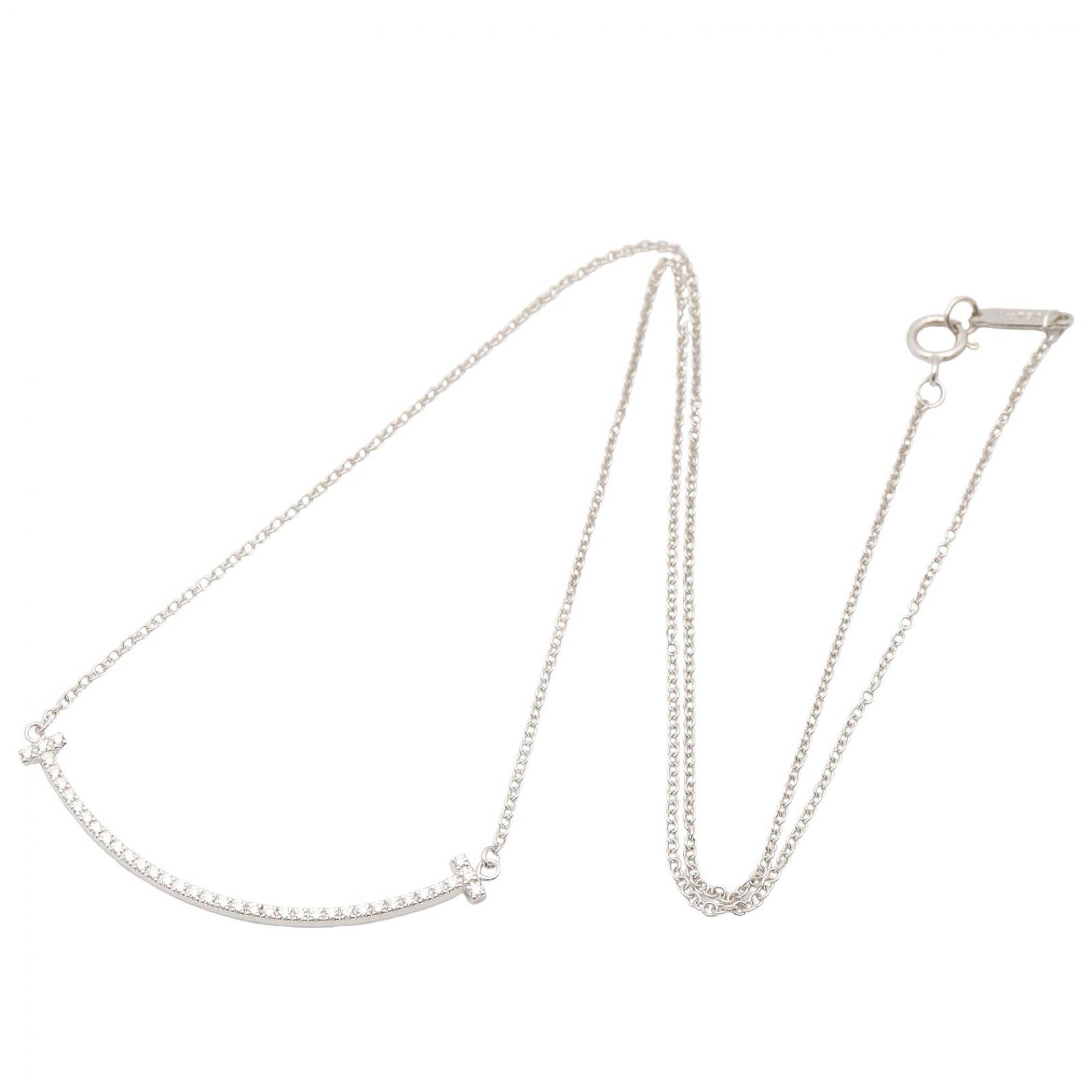 Tスマイル ダイヤ ネックレス ネックレス K18WG ダイヤモンド クリア ホワイトゴールド ティファニー アクセサリー TIFFANY & Co.