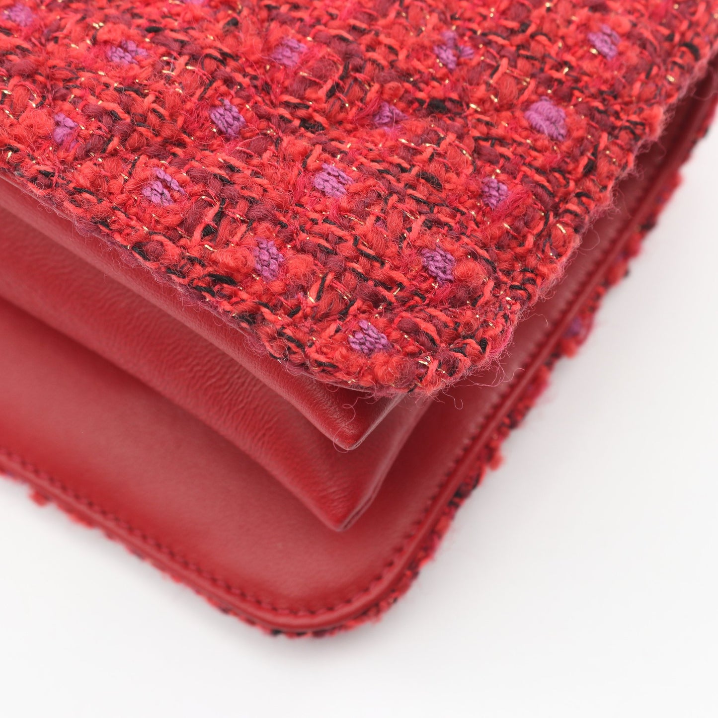 マトラッセ ミニ 2WAY チェーンショルダーバッグ ツイード レザー レッド ゴールド金具 シャネル バッグ CHANEL
