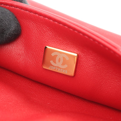マトラッセ ミニ 2WAY チェーンショルダーバッグ ツイード レザー レッド ゴールド金具 シャネル バッグ CHANEL