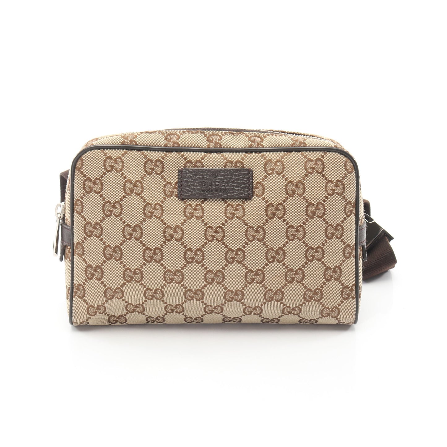 GGキャンバス ボディバッグ ウエストバッグ キャンバス レザー ベージュ ダークブラウン グッチ バッグ GUCCI