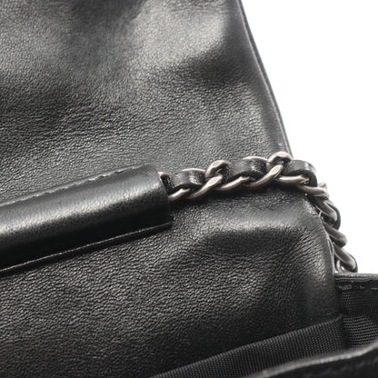 マトラッセ チェーンウォレット チェーンショルダーバッグ ラムスキン ブラック シルバー金具 シャネル バッグ CHANEL