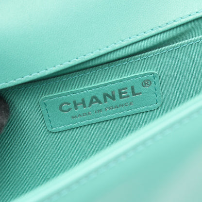 ボーイシャネル チェーンショルダーバッグ レザー エメラルドグリーン アンティークシルバー金具 シャネル バッグ CHANEL