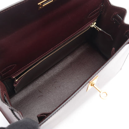 ケリー25 ルージュアッシュ 外縫い 2WAY ハンドバッグ ボックスカーフ ボルドー ゴールド金具 □L刻印 エルメス バッグ HERMES
