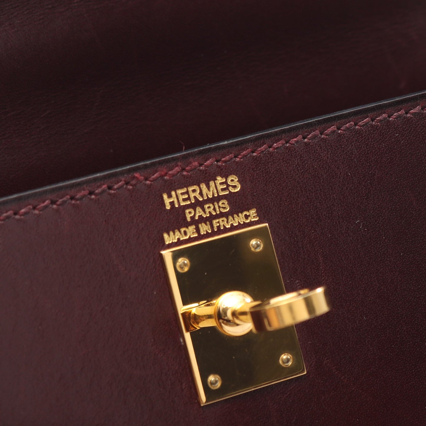 ケリー25 ルージュアッシュ 外縫い 2WAY ハンドバッグ ボックスカーフ ボルドー ゴールド金具 □L刻印 エルメス バッグ HERMES