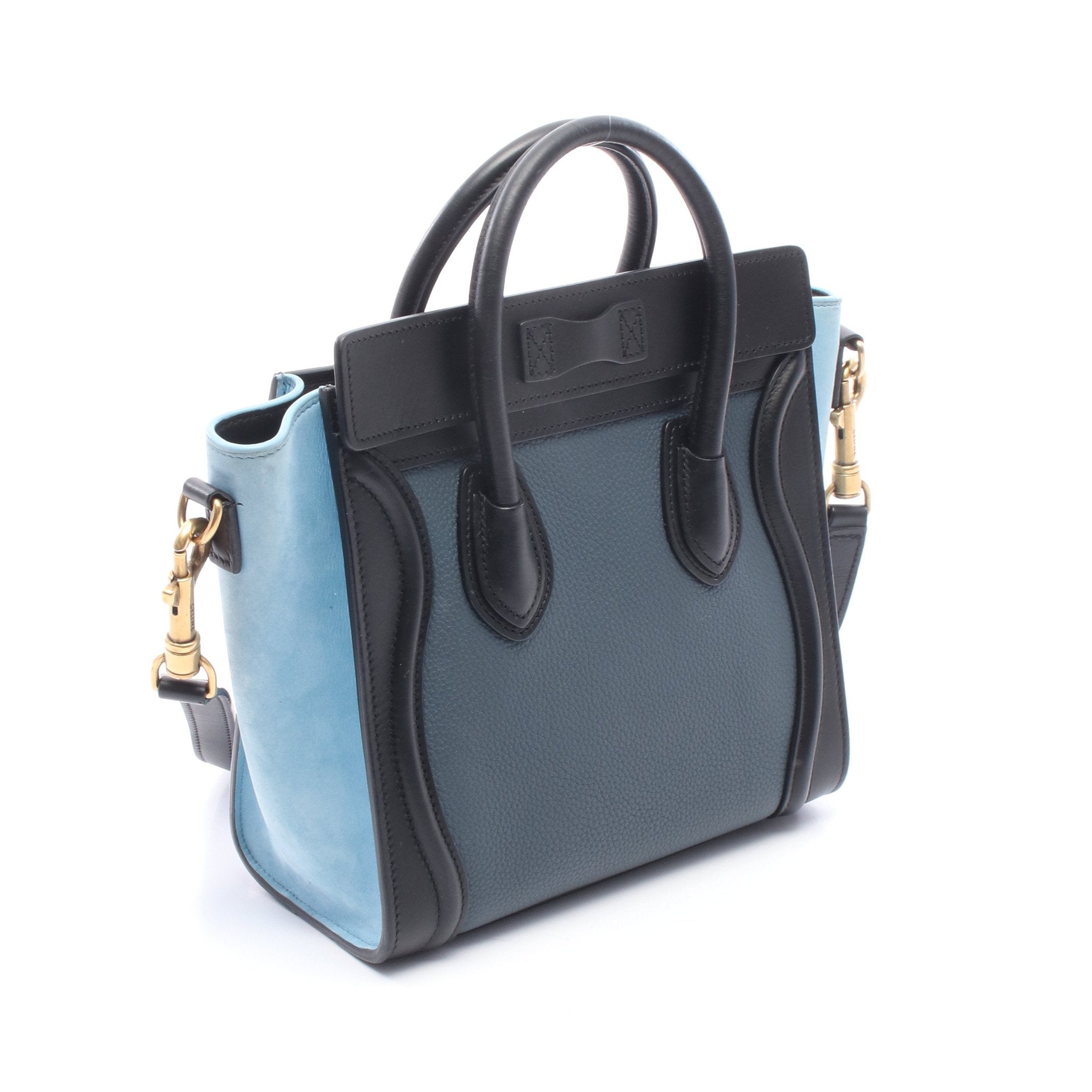 セリーヌ ラゲージナノショッパー ライトブルー バッグ 168243 CELINE - 【極美品】セリーヌ ラゲージナノショッパー ショルダー