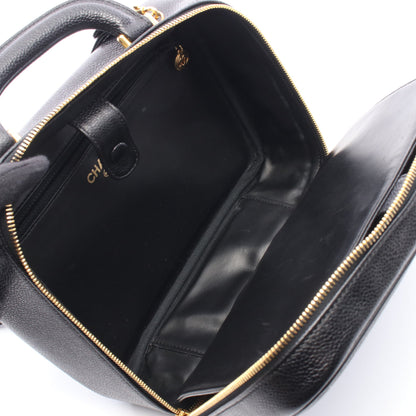 ココマーク バニティ 2WAY ハンドバッグ バニティバッグ キャビアスキン ブラック ゴールド金具 シャネル バッグ CHANEL