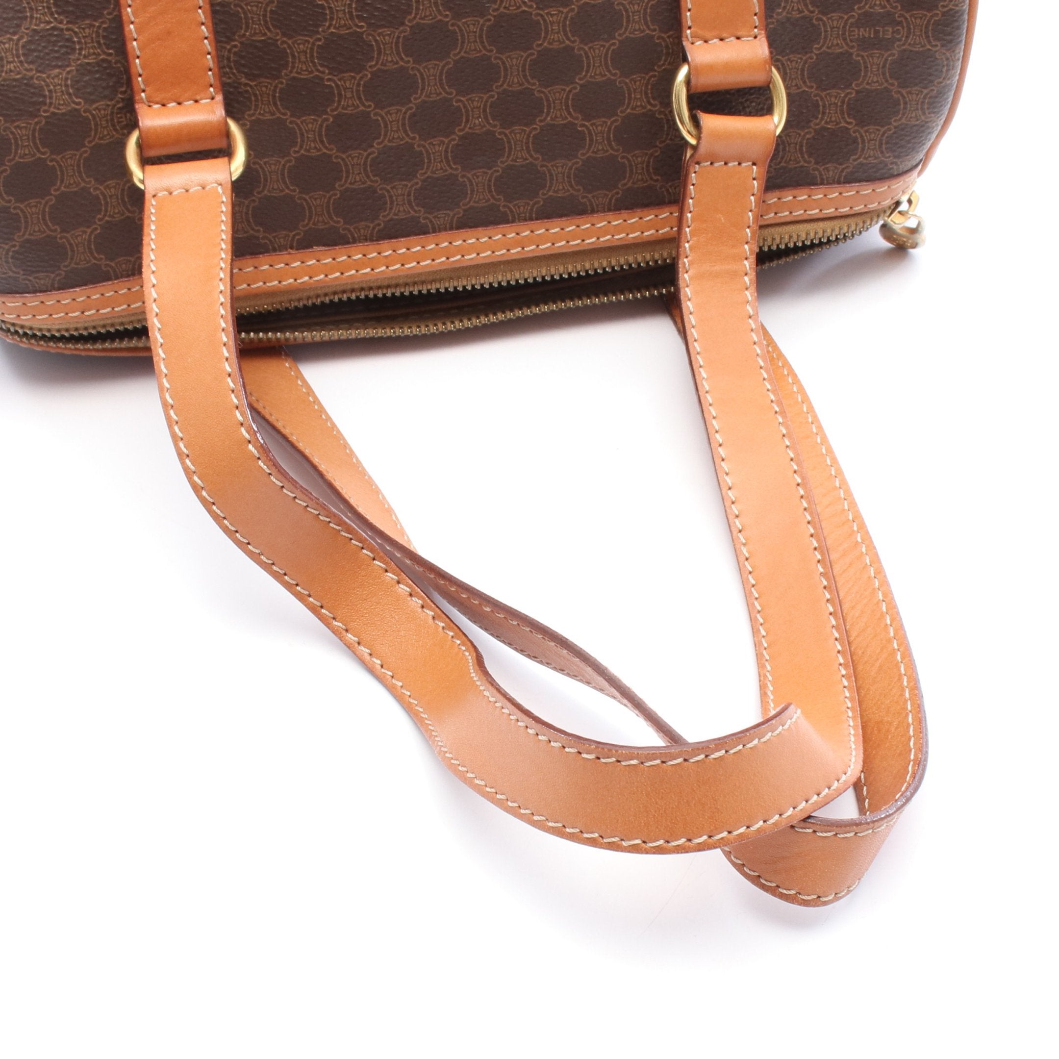 セリーヌ マカダム ショルダーバッグ  PVC/レザー レディースショルダーバッグ
 ホワイト【中古】 CELINE セリーヌ マカダム ショルダーバッグ ブラウン ガンチーニ PVC
