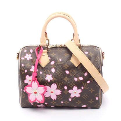 LV × TM スピーディ バンドリエール25 モノグラムチェリーブロッサム ハンドバッグ PVC レザー ブラウン マルチカラー ルイヴィトン バッグ LOUIS VUITTON