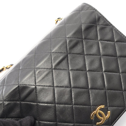マトラッセ フルフラップ プッシュロック チェーンショルダーバッグ ラムスキン ブラック ゴールド金具 シャネル バッグ CHANEL