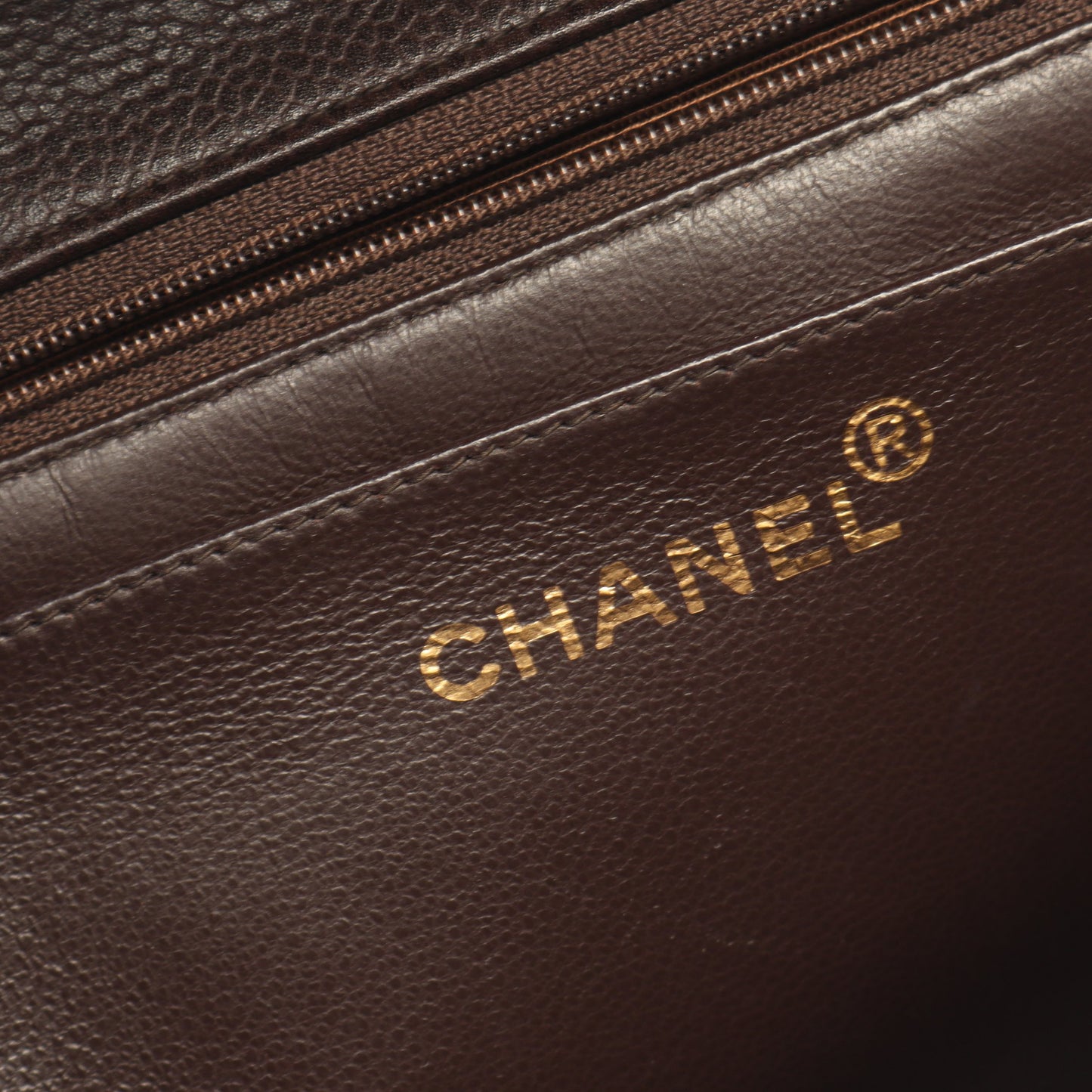 マトラッセ ハンドバッグ キャビアスキン ダークブラウン ゴールド金具 シャネル バッグ CHANEL