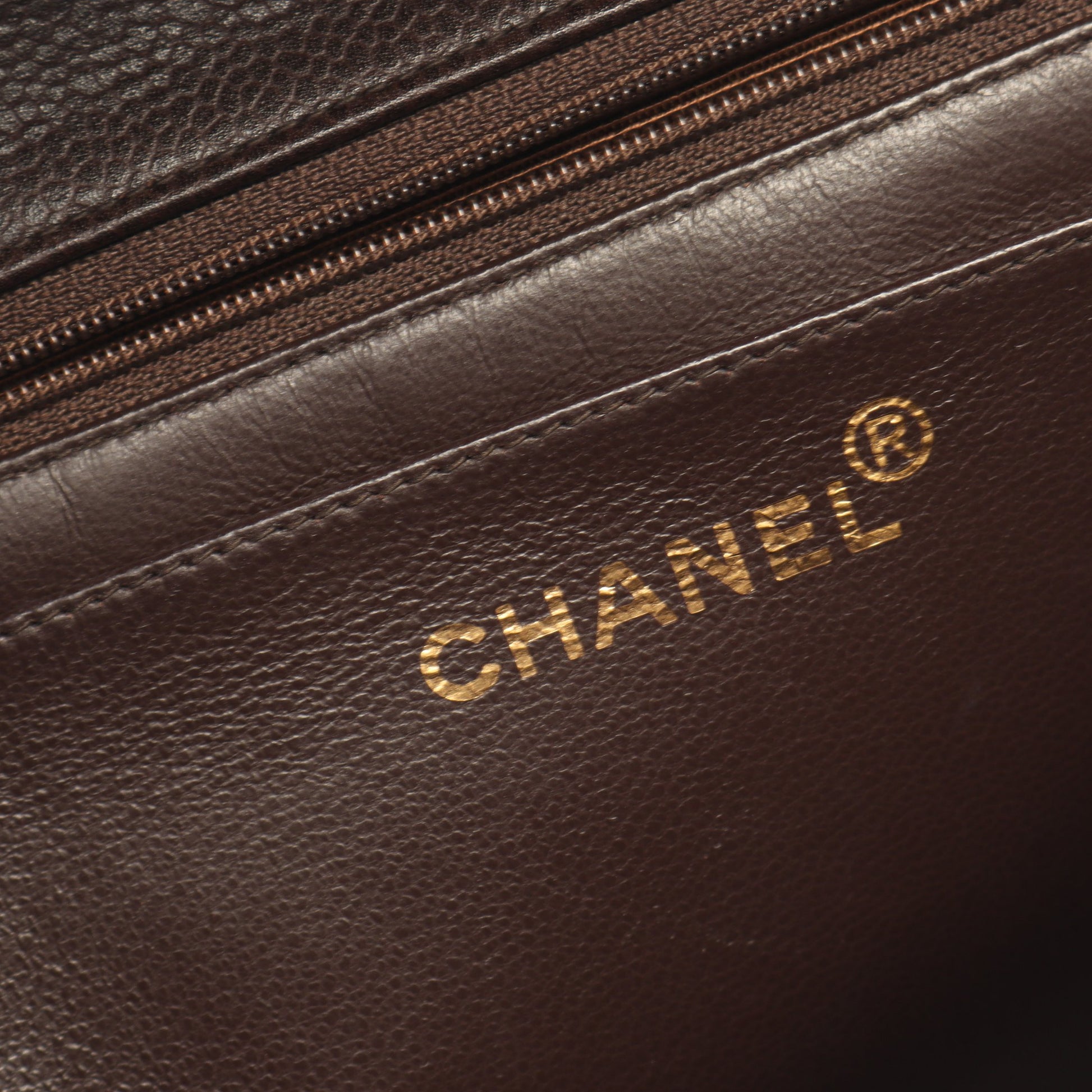 マトラッセ ハンドバッグ キャビアスキン ダークブラウン ゴールド金具 シャネル バッグ CHANEL
