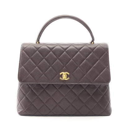 マトラッセ ハンドバッグ キャビアスキン ダークブラウン ゴールド金具 シャネル バッグ CHANEL