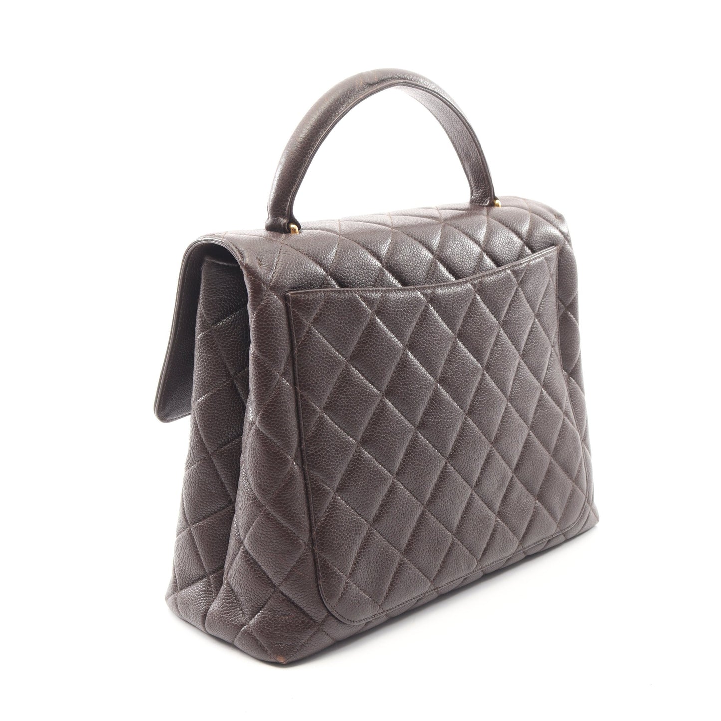 マトラッセ ハンドバッグ キャビアスキン ダークブラウン ゴールド金具 シャネル バッグ CHANEL
