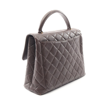 マトラッセ ハンドバッグ キャビアスキン ダークブラウン ゴールド金具 シャネル バッグ CHANEL