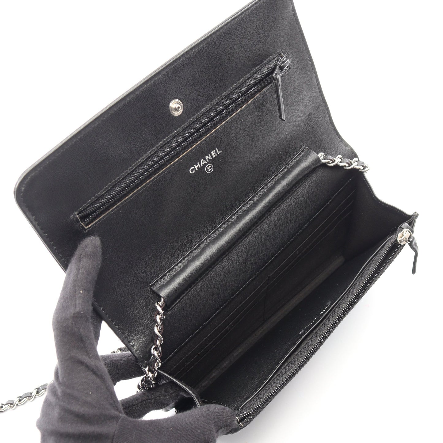 ココマーク チェーンウォレット キャビアスキン ブラック シルバー金具 シャネル バッグ CHANEL