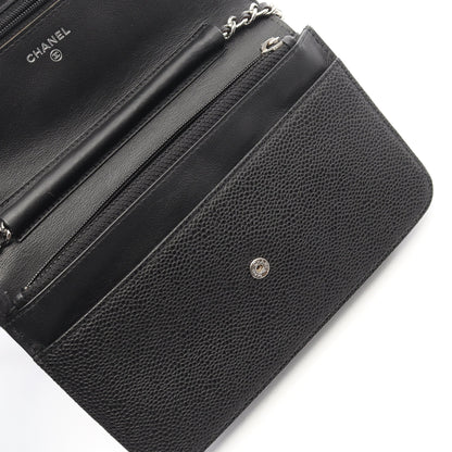 ココマーク チェーンウォレット キャビアスキン ブラック シルバー金具 シャネル バッグ CHANEL