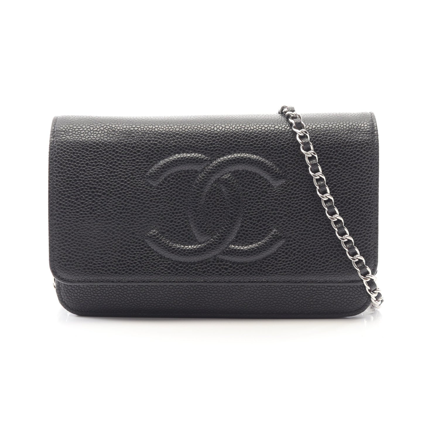 ココマーク チェーンウォレット キャビアスキン ブラック シルバー金具 シャネル バッグ CHANEL