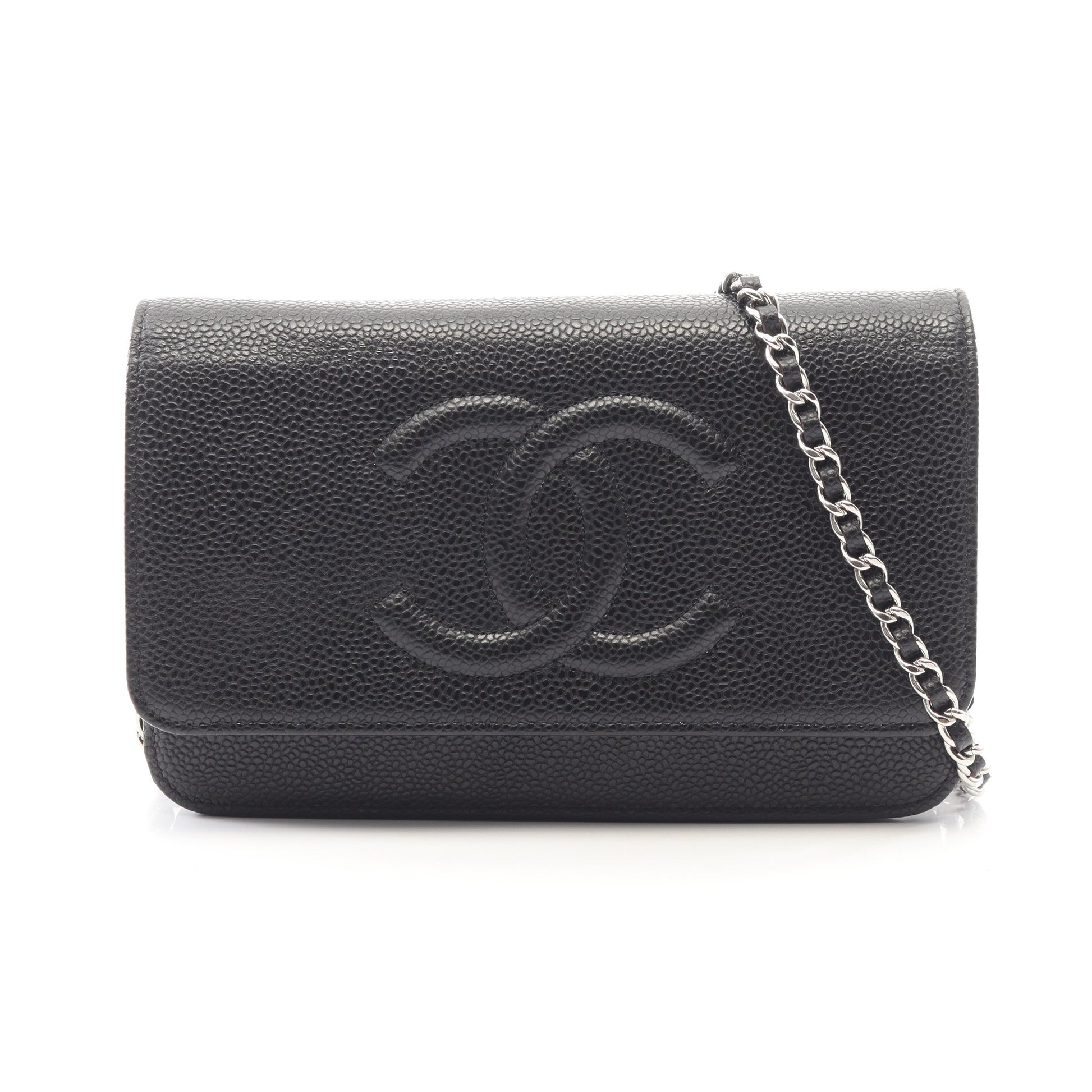 ココマーク チェーンウォレット キャビアスキン ブラック シルバー金具 シャネル バッグ CHANEL