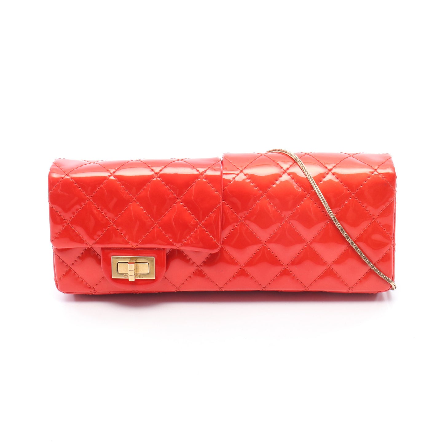 2.55 マトラッセ クラッチ ショルダーバッグ エナメルレザー レッド ゴールド金具 シャネル バッグ CHANEL