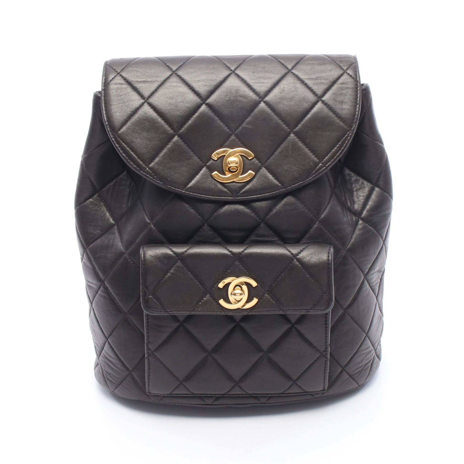 マトラッセ バックパック リュックサック ラムスキン ブラック ゴールド金具 シャネル バッグ CHANEL
