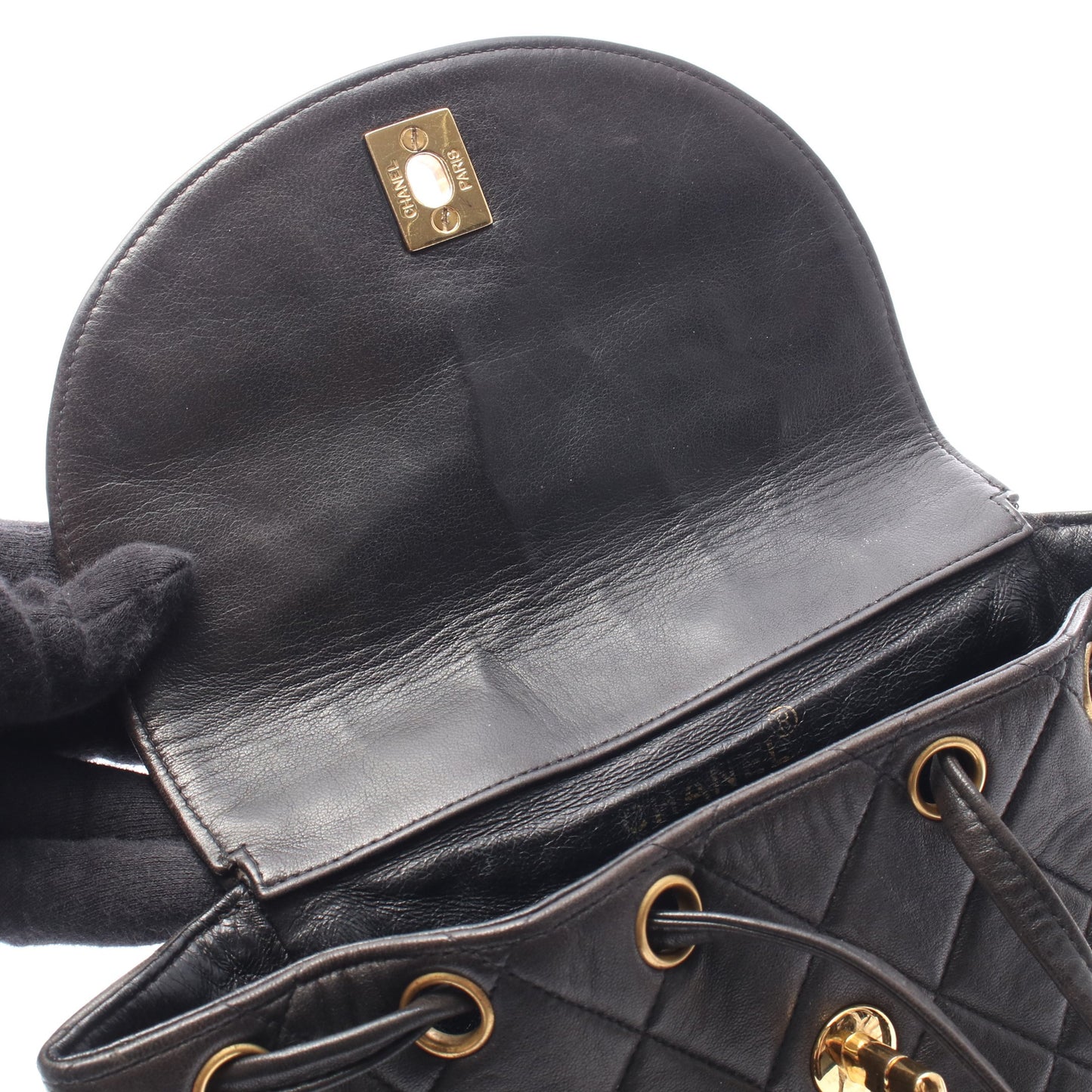 マトラッセ バックパック リュックサック ラムスキン ブラック ゴールド金具 シャネル バッグ CHANEL