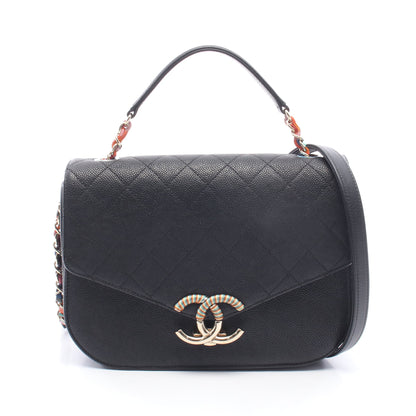 マトラッセ 2WAY チェーンショルダーバッグ キャビアスキン ブラック ゴールド金具 シャネル バッグ CHANEL
